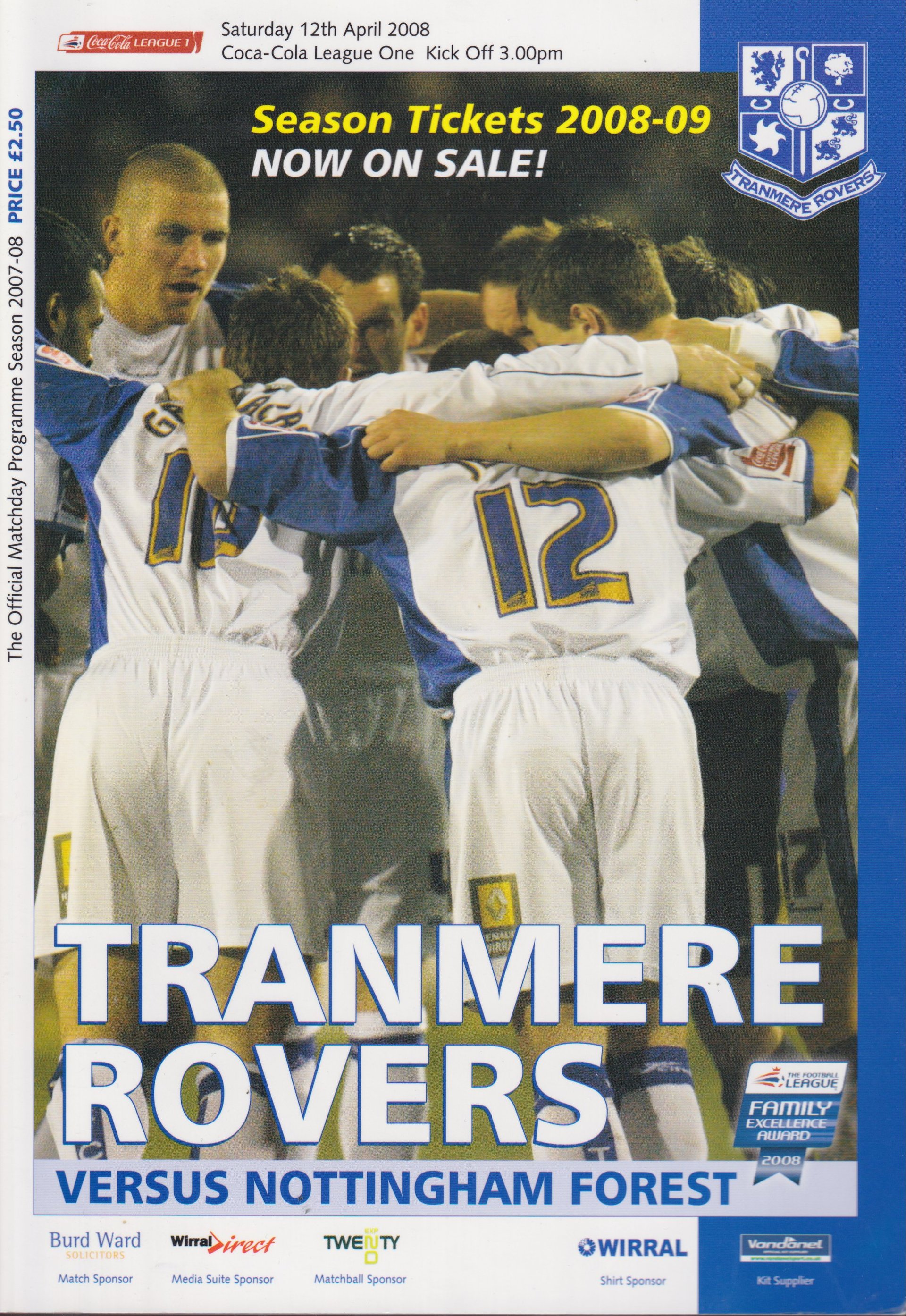 Tranmere Rovers v Nottingham Forest match programme